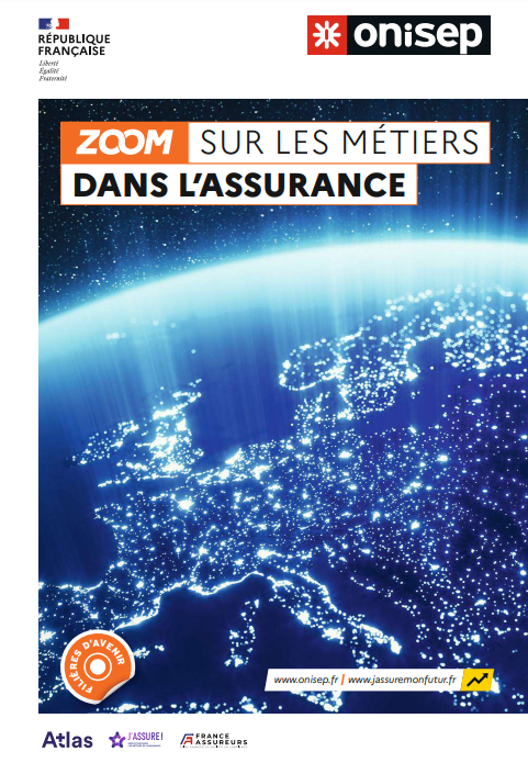 couverture du guide Onisep Atlas intitulé Zoom sur les métiers dans l'assurance 